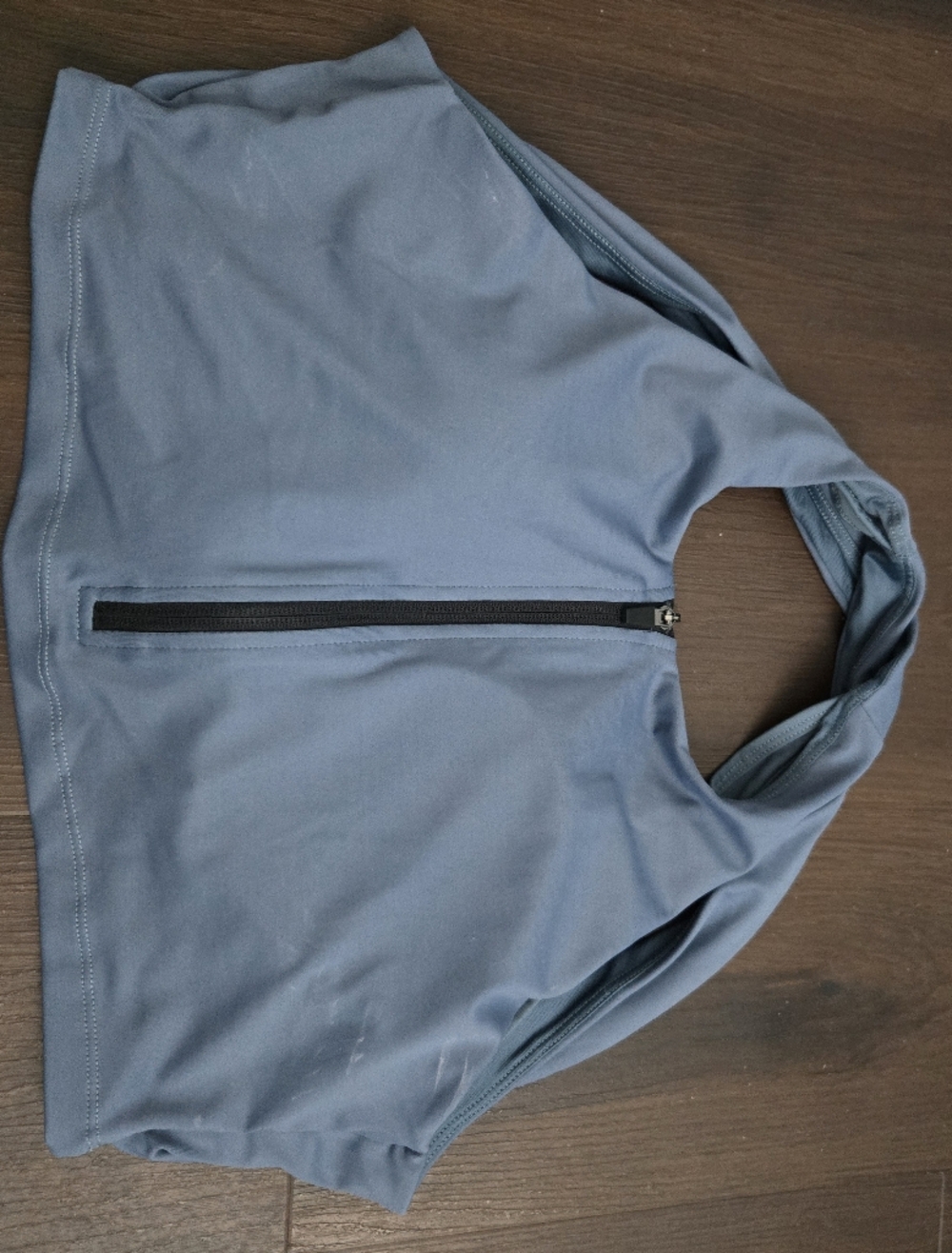 Women's Slate Blue Nursing Zip-Front Racerback Bikini Top